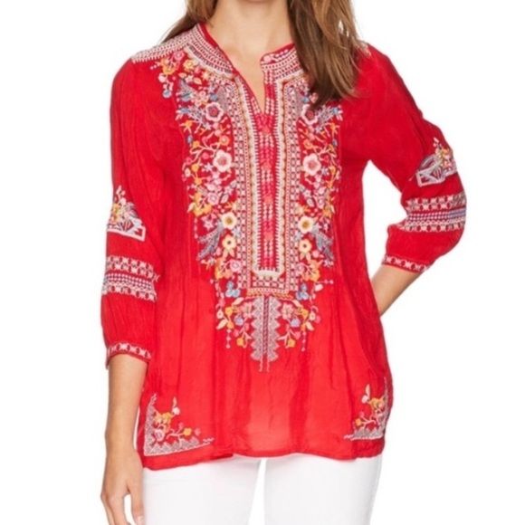 Johnny Was Bethanie Tunic Ocean Blue; size small - Picture 2 of 9